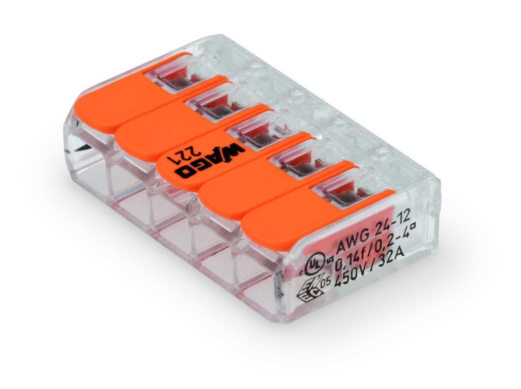 Conector WAGO Legítimo 221-415 - 5 Pólos - Até 4mm